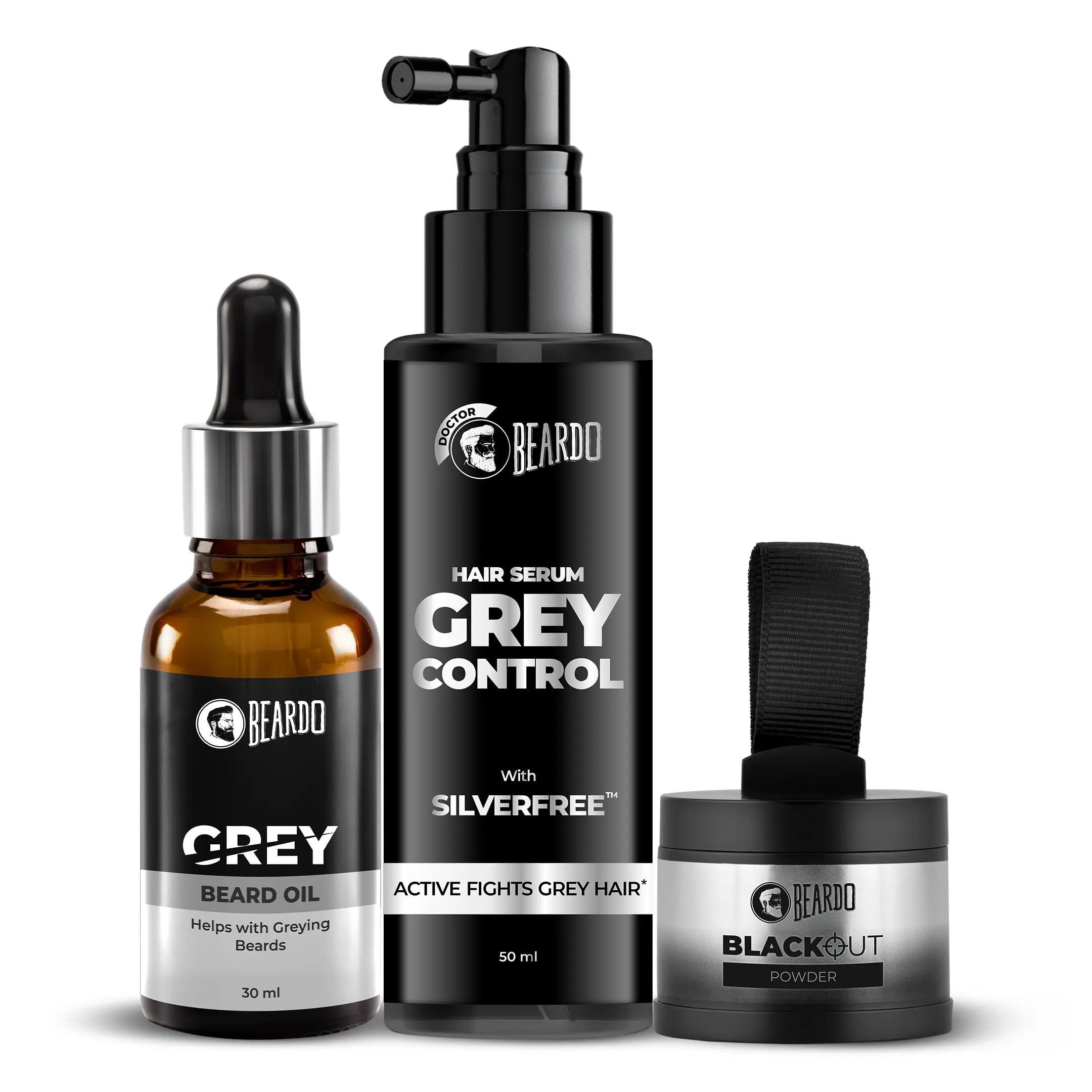 Beardo Grey Fix Kit for Men | Anti-Grey Hair Serum, Beard Oil & Blackout Powder | Reverse Greying, Restore Natural Look | Root Touch Up for Hair | Kit for Men-Set of 3-image-30