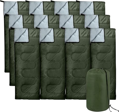 Paquete de 20 sacos de dormir a granel sacos de dormir de sobre 4 estaciones cálidos o fríos ligeros para interiores y exteriores para adultos