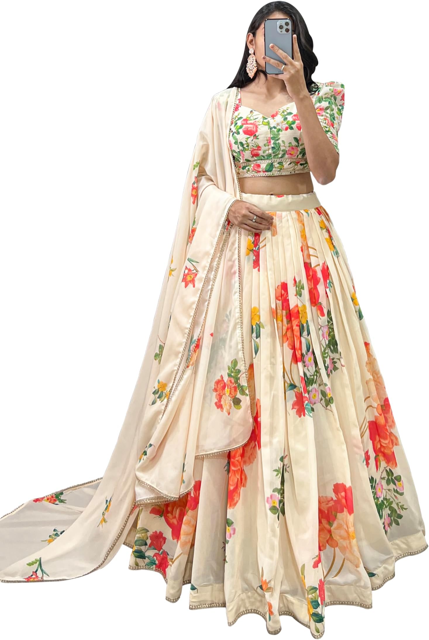 LooknBook Art Women's Dola Silk With Kalamkari Print Lehenga Choli Set
