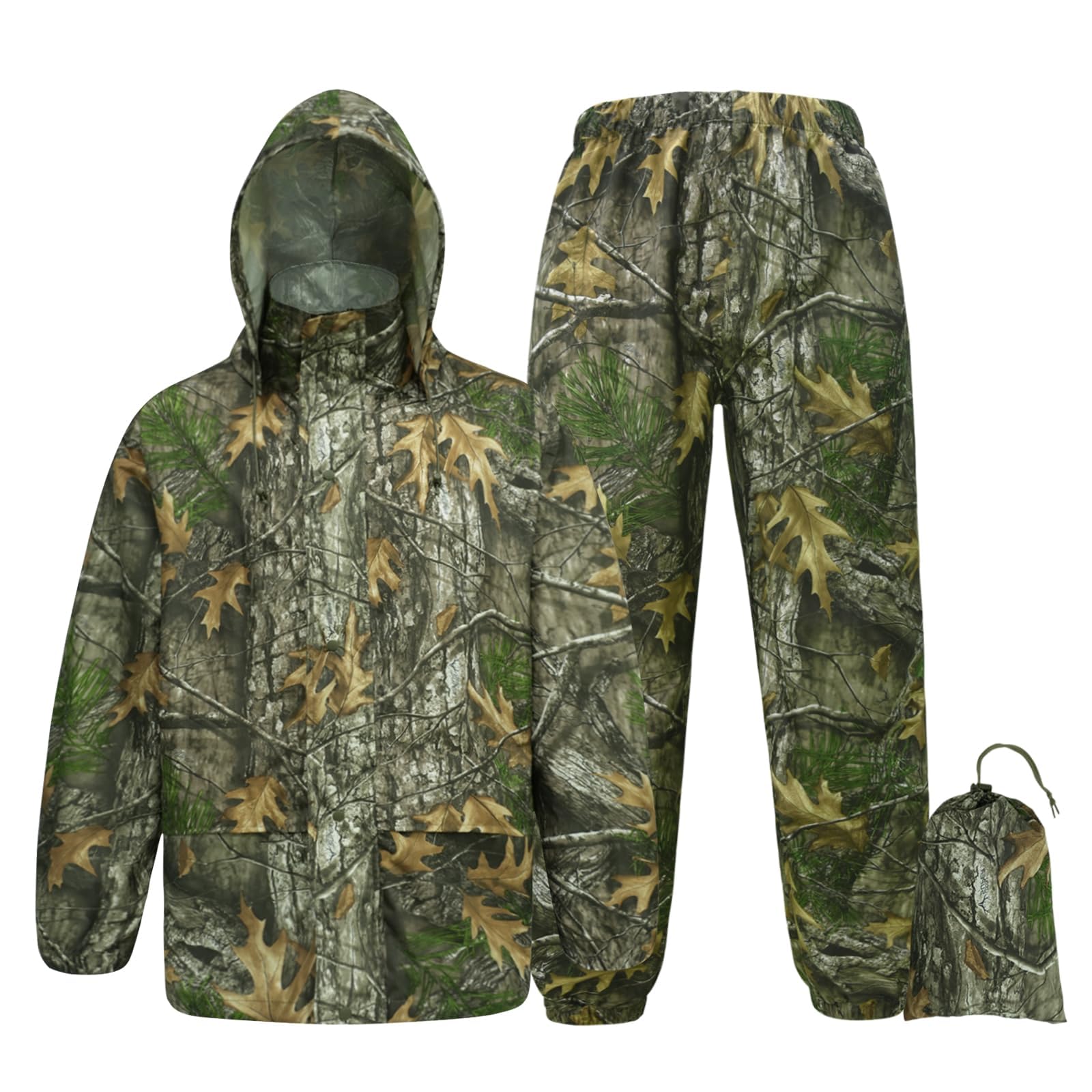 Rain Suits for Men Waterproof - Rain Jacket Pants Adults Rain Gear Lightweight Raincoat with Hood Hunting Camo