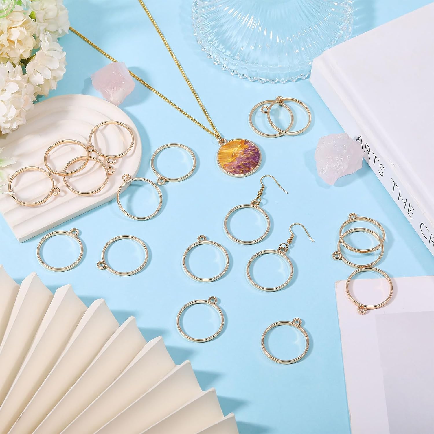 Round Open Back Bezel Pendants Hollow Pendant for Resin Blank Hollow Pendant Alloy Round Shape Frame Charms for Earrings Bracelets Necklaces Jewelry Making - Image 5