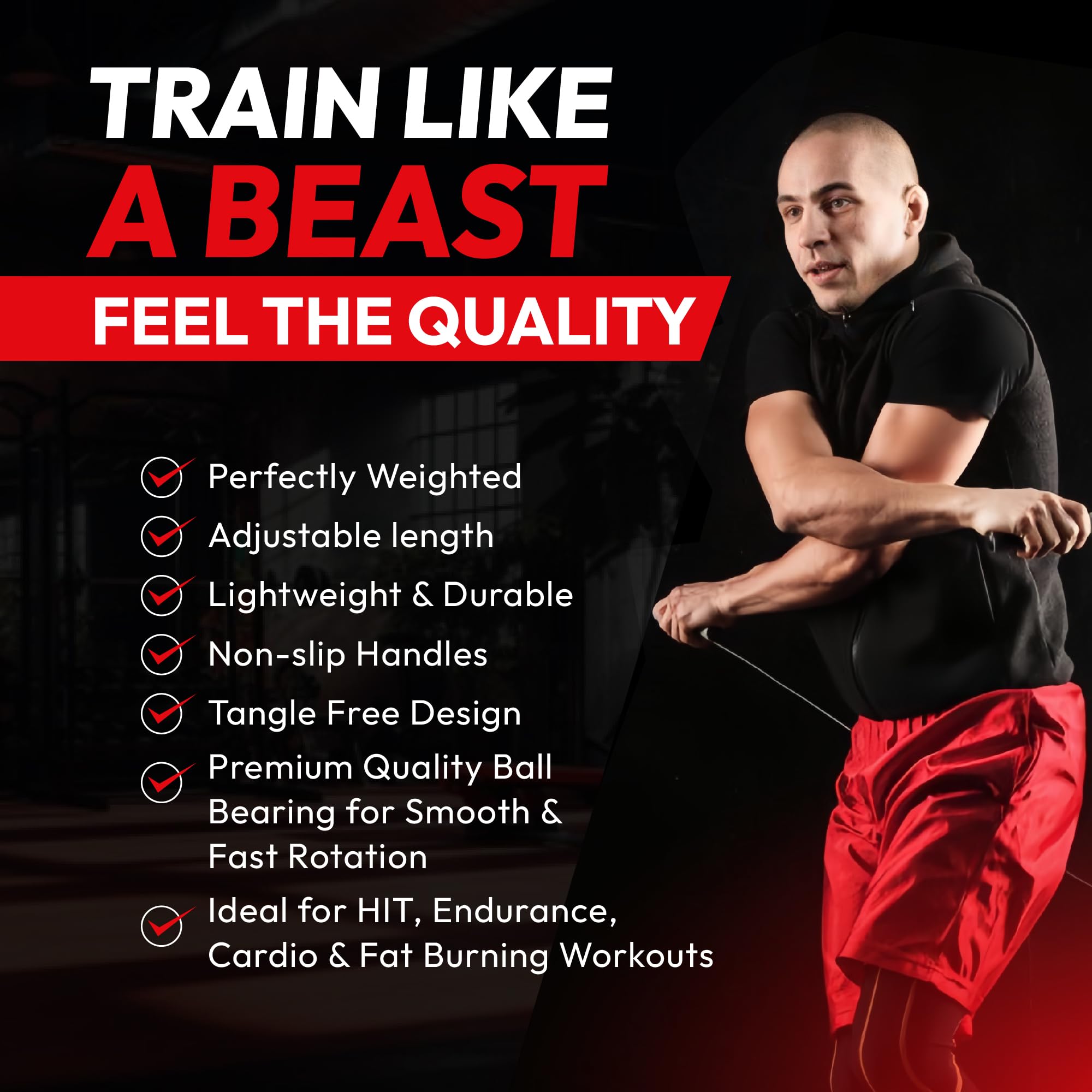 Jump Rope, Adjustable Jump Rope, Tangle-Free Rapid Speed with Ball Bearings for Men, Women and Kids, Home Exercise and Slim Body Weighted Speed Skipping Rope for Fitness at Home Gym Workout