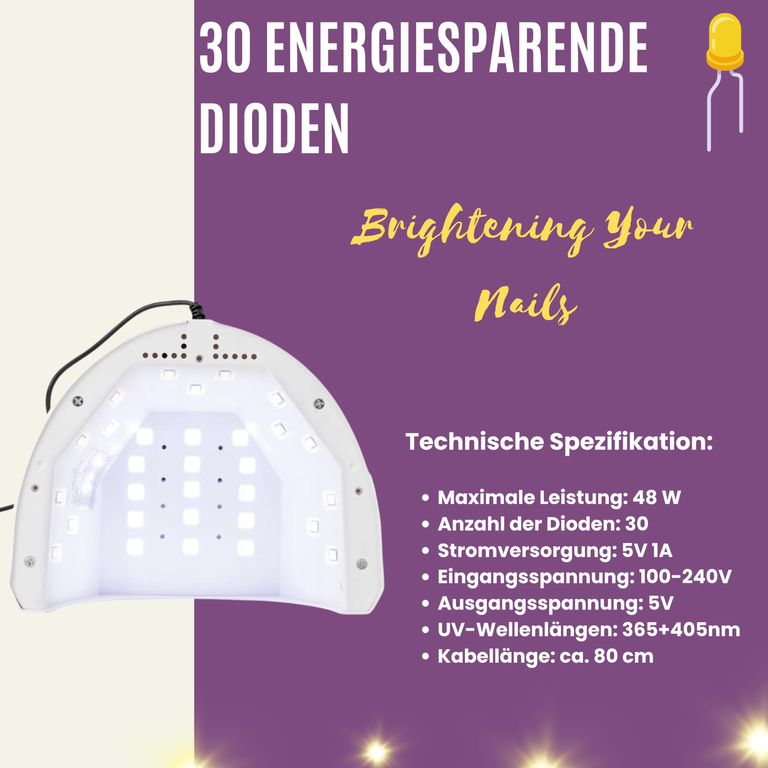 INLAQ® Dual UV/LED Hybrid-Nagellampe 48W - mit automatischem Sensor und LCD-Display für Heim und Nagelstudio, Geschenk zum Valentinstag für Frauen