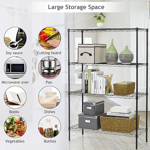 Miniatura 6 de NSF - Estantería de alambre ajustable de 4 niveles de altura ajustable de acero de grado comercial de 36 x 14 x 54 pulgadas, estante organizador