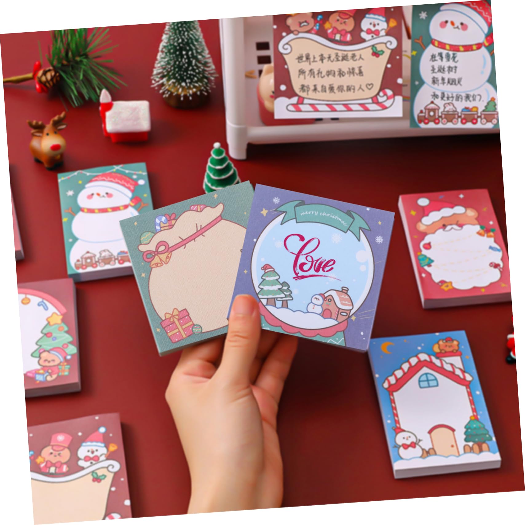STOBOK 84stücke Xmas Sticky Memo Pads Weihnachtsnotizen Selbstklebende Notizzettel Für Schule Und Büro Dekorative Schreibwaren Praktische Haftnotizen Verschiedenen Designs