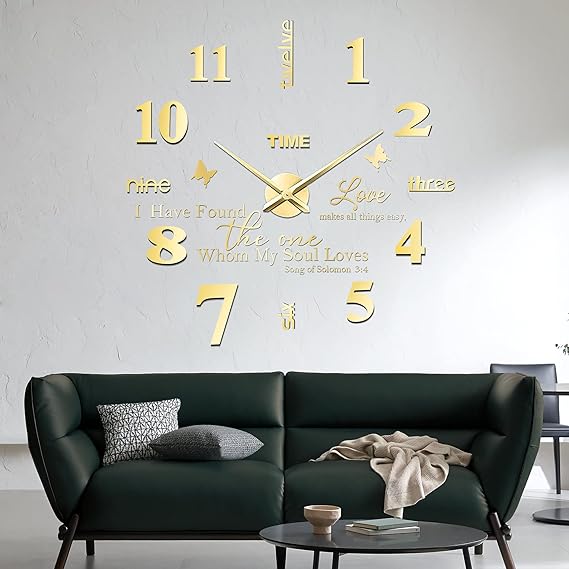 FERRISA Frameless DIY Wall Clock, 3 in 1 Large 3D Frameless