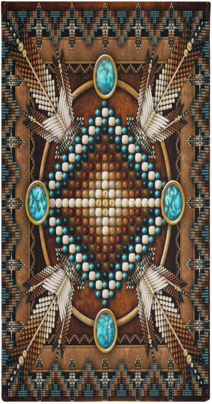 Southwestern Hand Towels for Bathroom Set of 2 Soft Absorbent Rustic Tribal Native American Indian Aztec Kitchen Towels,Decorative Brown Bathroom Towels for Bath Guest Spa Face Hair 14"x28" - Image 6