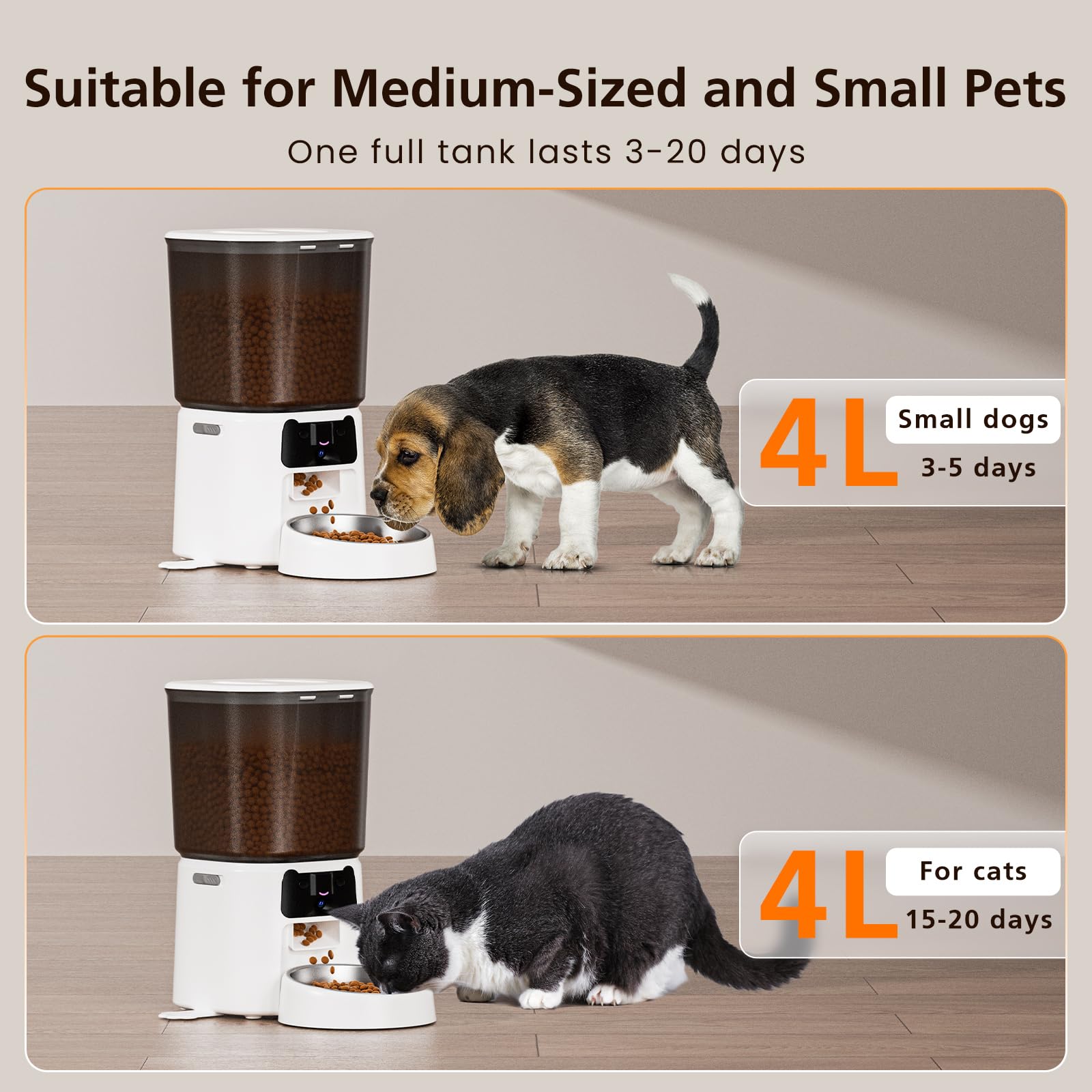 Automatic Cat Feeder with Camera, 4L WiFi Smart Pet Feeder with APP Control, 1080P HD Video, Night Vision,Voice Call, Motion Detection, Dual Power Supply, Stainless Steel Bowl,Supports 5GHz/2.4GHz - image 4