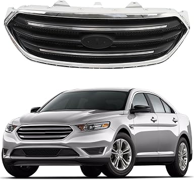 Front Upper Grille Matte Black W/Chrome Trim Assembly Replacement for Taurus 2013-2019