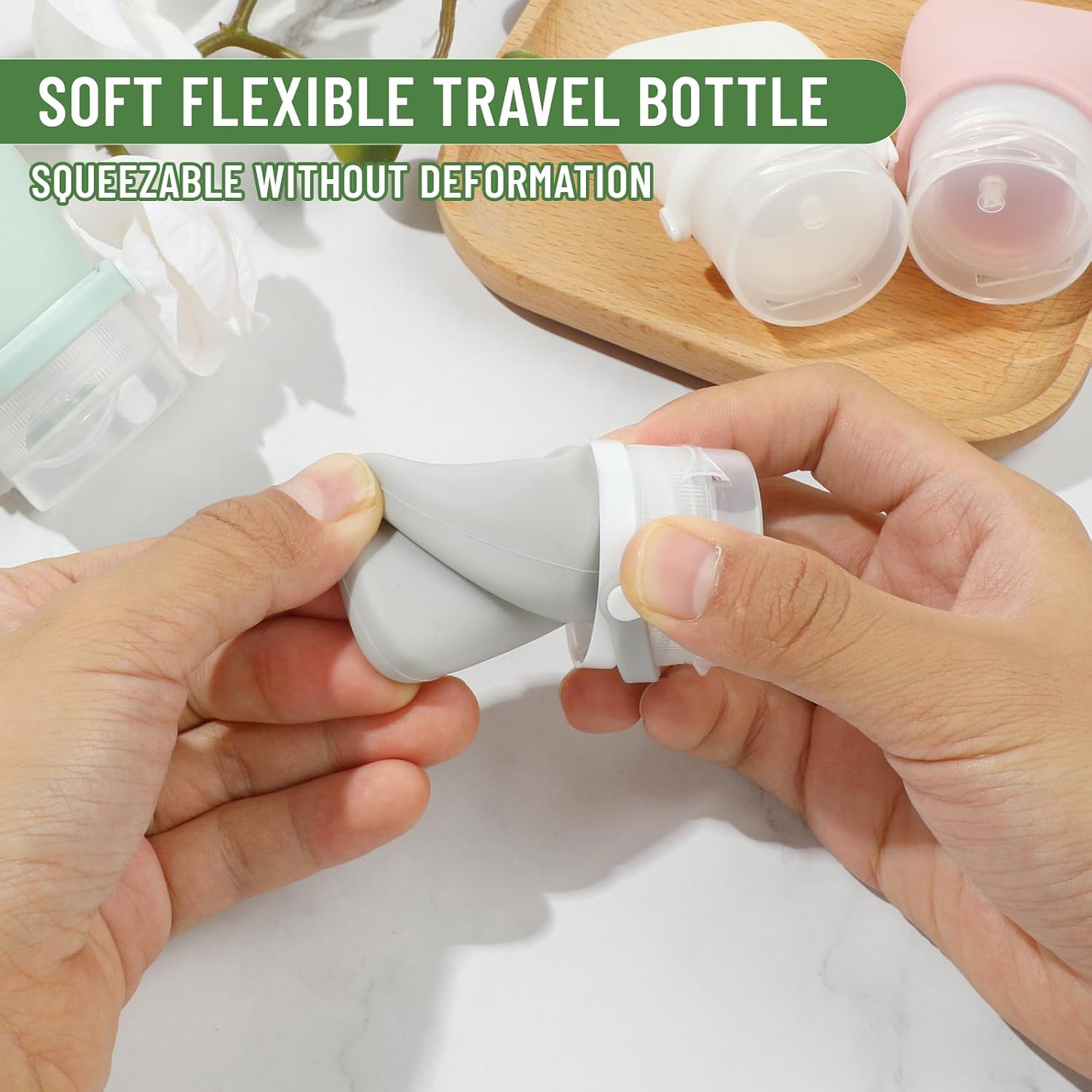 1oz Travel Bottles, Silicone Squeeze Sauce Salad Dressing Ketchup Condiment Bottles, Tsa Approved Leak Proof Containers for Toiletries Shampoo Conditioner Small (4 Pieces)