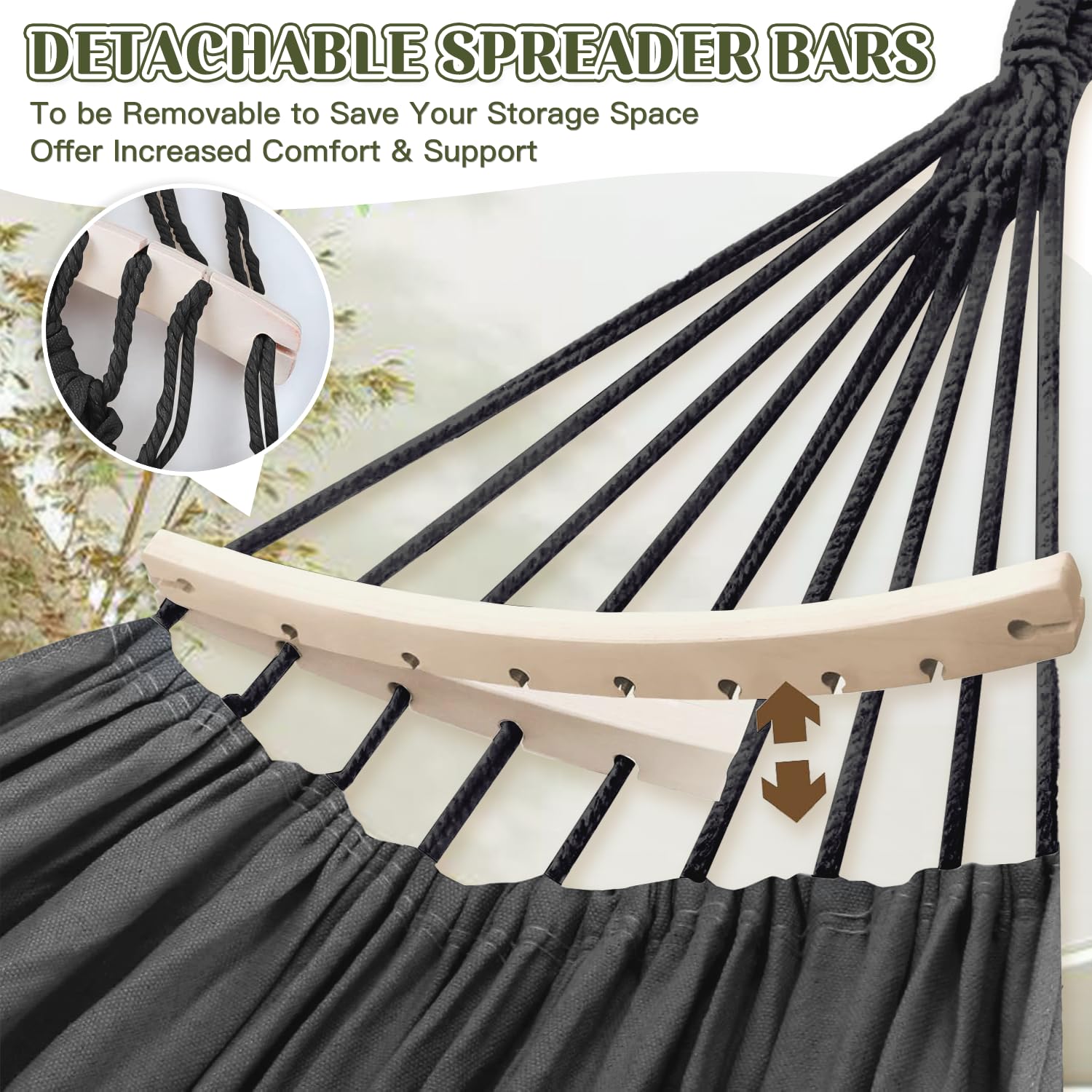 Hängematte Outdoor Boho, XXL Übergroßer Hängematte Hängesessel 2 Personen max 440 lbs, Hängeschaukel mit Tasche Holzstange Hängematte Indoor & Outdoor für Patio Garten Terrasse Wohn-Schlafzimmer