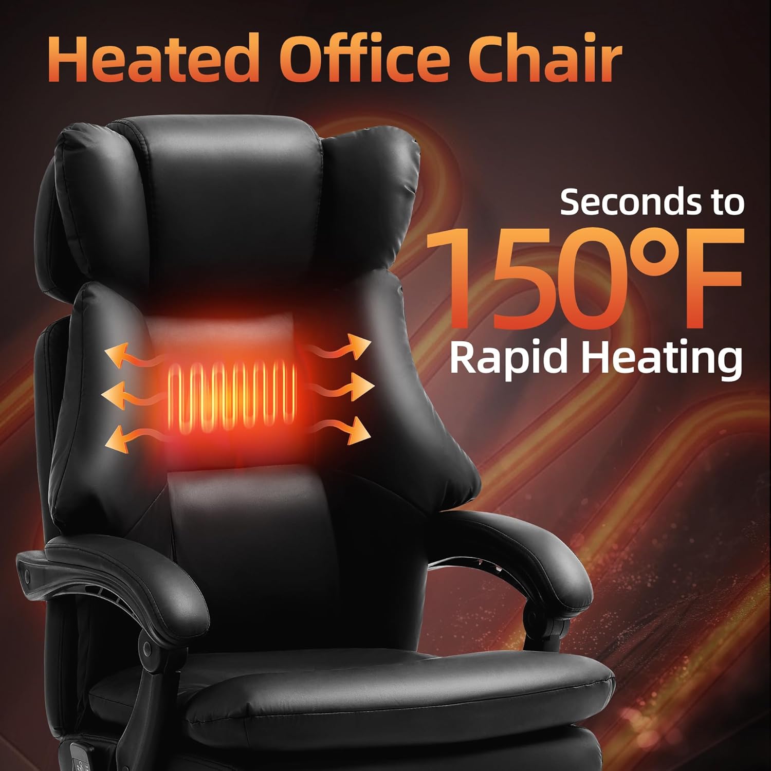 TonghuaS Massage Office Chair with Foot Rest 6 Points Vibration and Heating, 90-135° Reclining & Adjustable Headrest Desk Chair 400 lbs, Ergonomic Reclining Computer Gaming Leather Chair(Black)