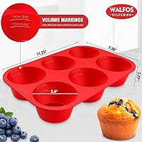 Vista 6 de Walfos Juego de Moldes de Silicona para Muffins de Texas - Molde de Silicona para 6 Cupcakes Jumbo, Antiadherente, ¡Simplemente Salen! Perfecto