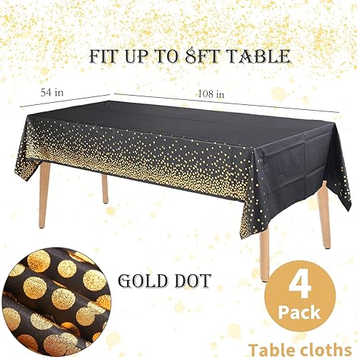 Miniatura 68 de Yancorp 2 Pack Plastic Tablecloth Disposable Navy Blue Gold Tablecloth for Rectangle Tables 54" x 108" Party Decorations Birthday Thanksgiving