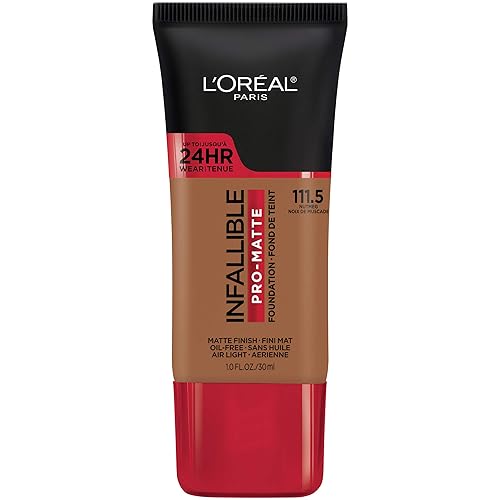 L'Oreal Paris Cosmetics Makeup Infallible Pro-Matte - Base líquida de larga duración, nuez moscada, 1 onza líquida