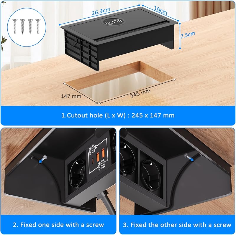 Ohuo 3 az 1-ben visszahúzható elosztó USB-C PD 20W és vezeték nélküli töltéssel