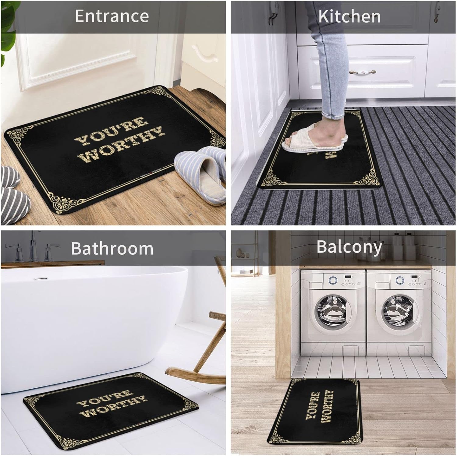 Welcome-Ish Outdoor Doormat You're Worthy Doormat Back Yard Decorations Door Mat Indoor Entrance(Size:65X90CM), Colour, BCPTTFTLA-COLOUR-65X90CM