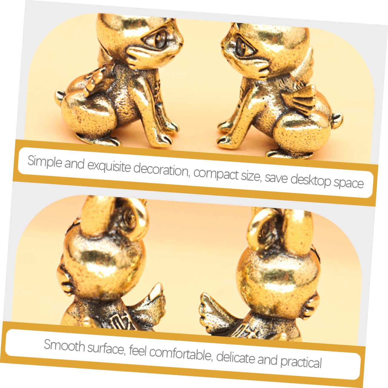 VOSAREA 4 Ensembles Pendentif Lapin en Laiton Antique Lapin Sculpture Chinois Année du Mini Figurine Escargot Décor Chinoiserie Ornements 5 pièces * 4