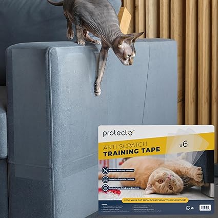 PROTECTO Cat Training Tape, 6 Pack Cat Scratch Deterrent Tape 16×12 Anti Cat Scratch Furniture Protector, Clear Double Sided Sticky Paws Tape for Cats Clawing, Pet Scratching Deterrent for Couch Door