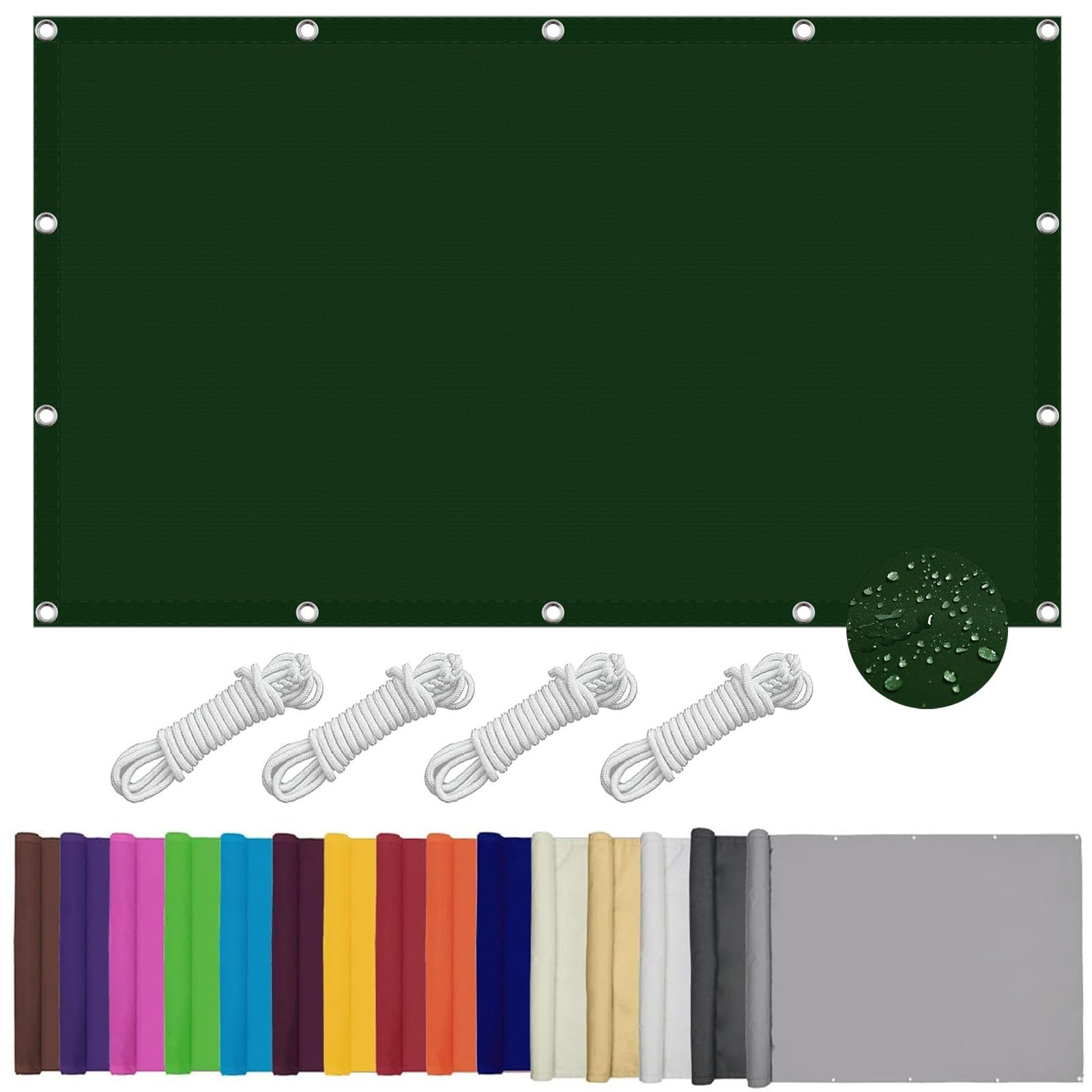 Voile d'ombrage extérieur rectangulaire 2x6m avec œillets jardin