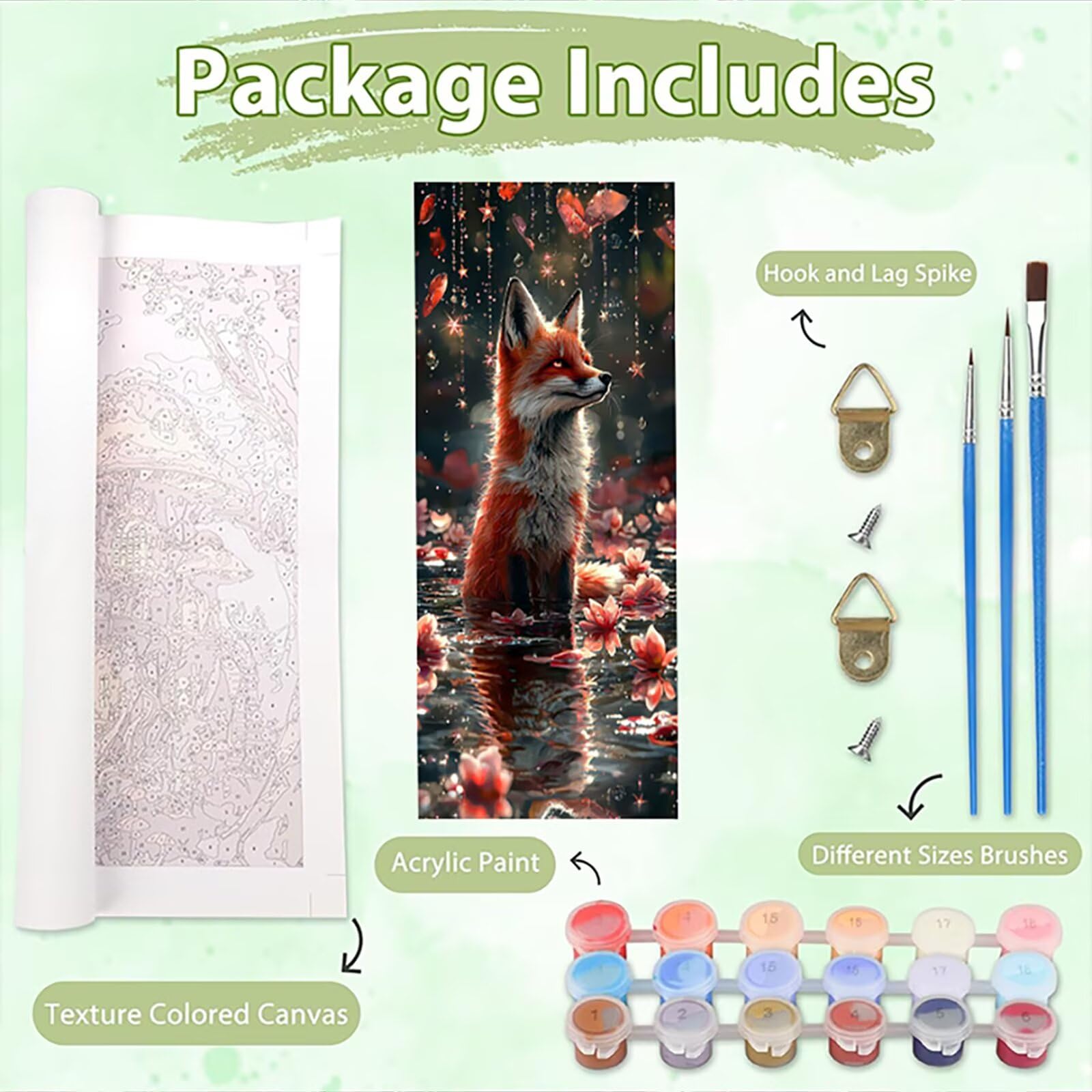 Malen Nach Zahlen 50x150cm Leinwand Fuchs Malen Nach Zahlen Erwachsene mit Ohne Rahmen, DIY Kreativ Set für Erwachsene mit Pinseln und Acrylfarbe, Zimmer Deko Blume Landschaft Geschenk, P0M-737