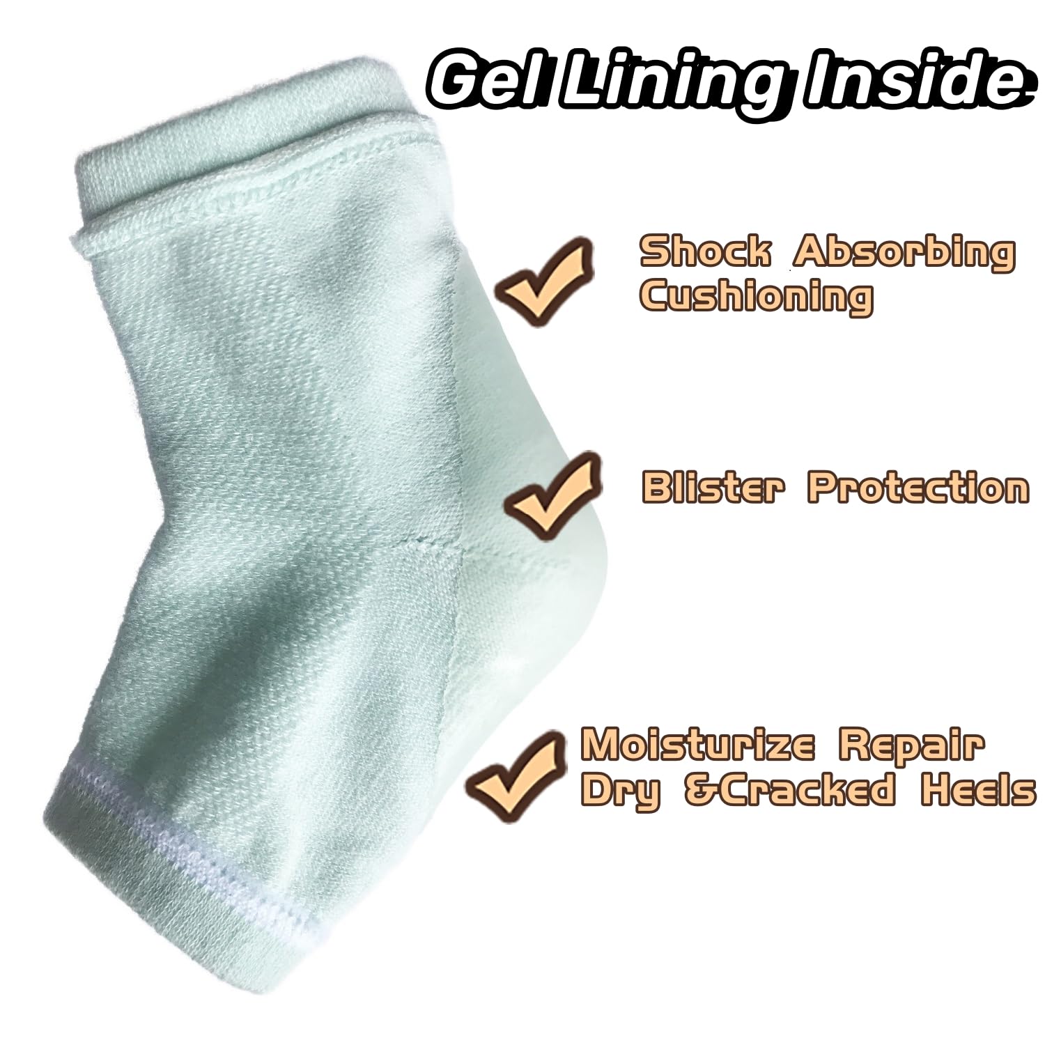 Correa de talón de gel para niños con sensibilidad al talón de enfermedad grave, fascitis plantar, talla de niños 3-7/talla de mujer 5-9 (1 par)