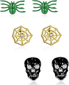 WOWORAMA Halloween Earrings Cute Pumpkin Earrings for Women Fun Crystal Pumpkin Stud Earrings Funny Smiling Face Pumpkin Drop Earrings Halloween Earrings Jewelry