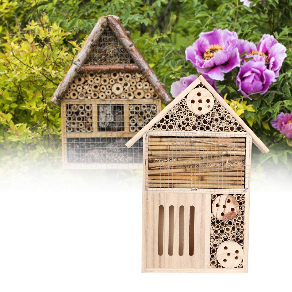 Ejoyous Casetta per Insetti Casetta per Api in Legno Cassetta per Nidificazione in Legno di Noce di Candela 13,6 X 10 X 1,6 Pollici con Tubolari Decorazione da Parete da Giardino per l'osservazione