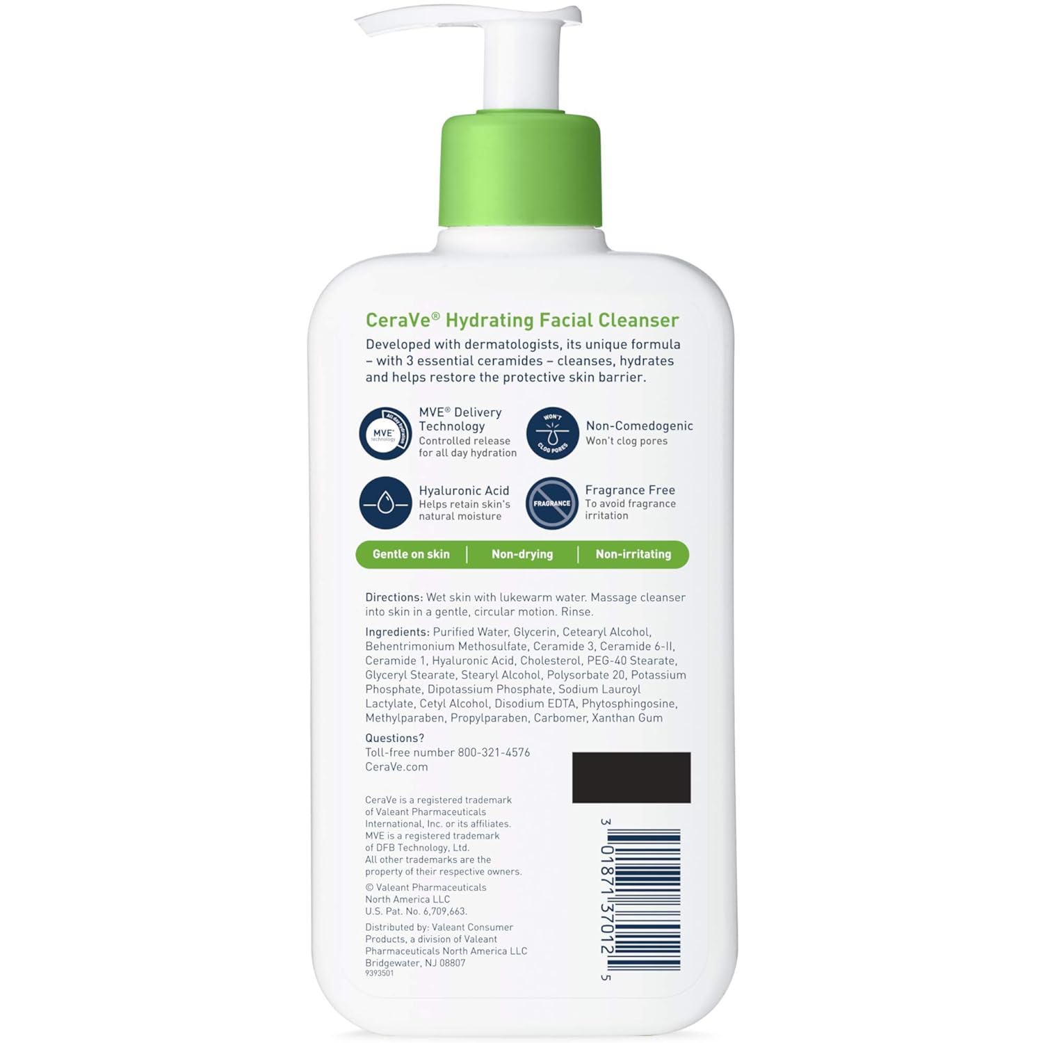 CeraVe Hydrating Facial Cleanser, Normal to Dry Skin, 12 Ounces each (355 ml), Pack of 6