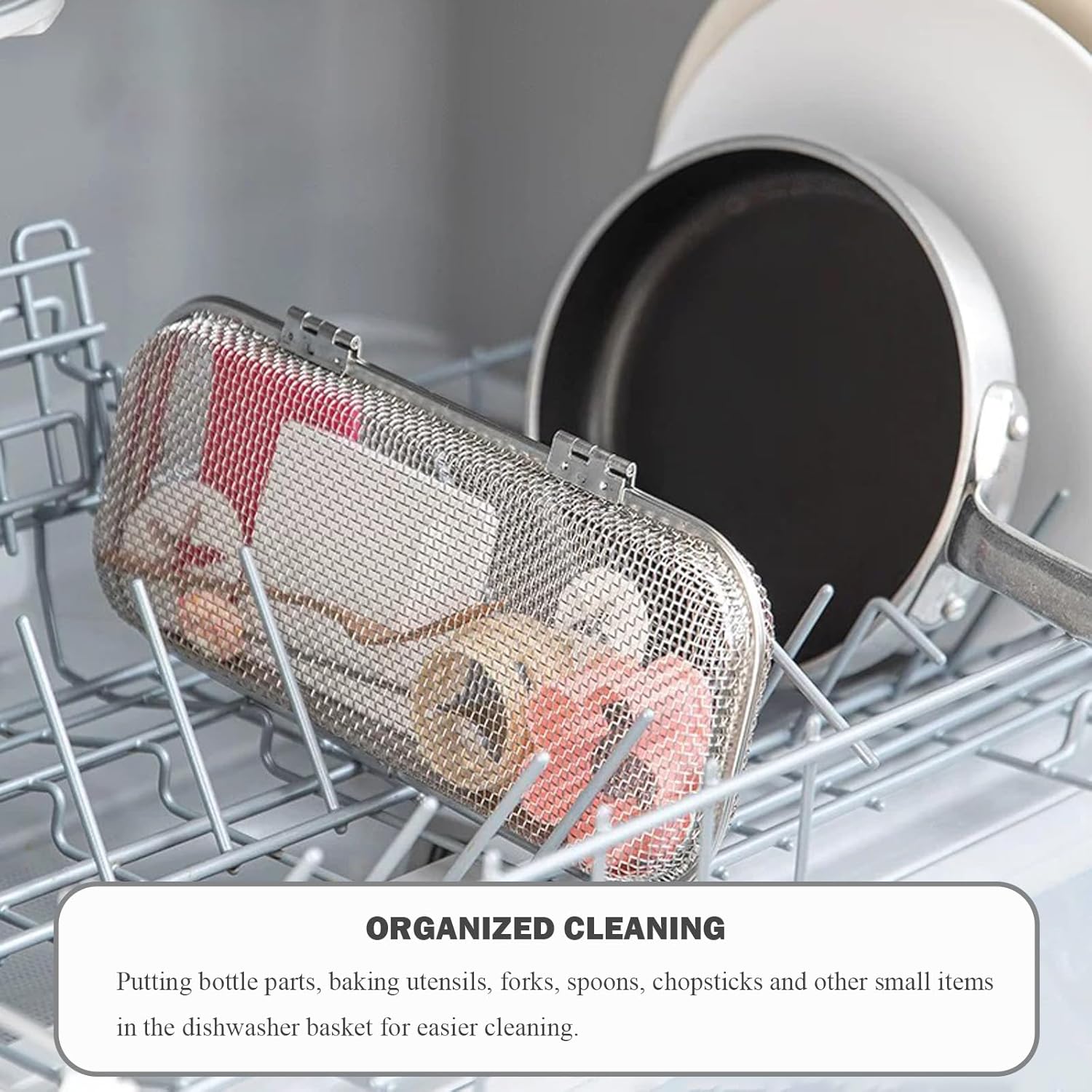 Dishwasher Basket for Small Items, Stainless Steel Chopstick Holder for Dishwasher, Dishwasher Silverware Basket