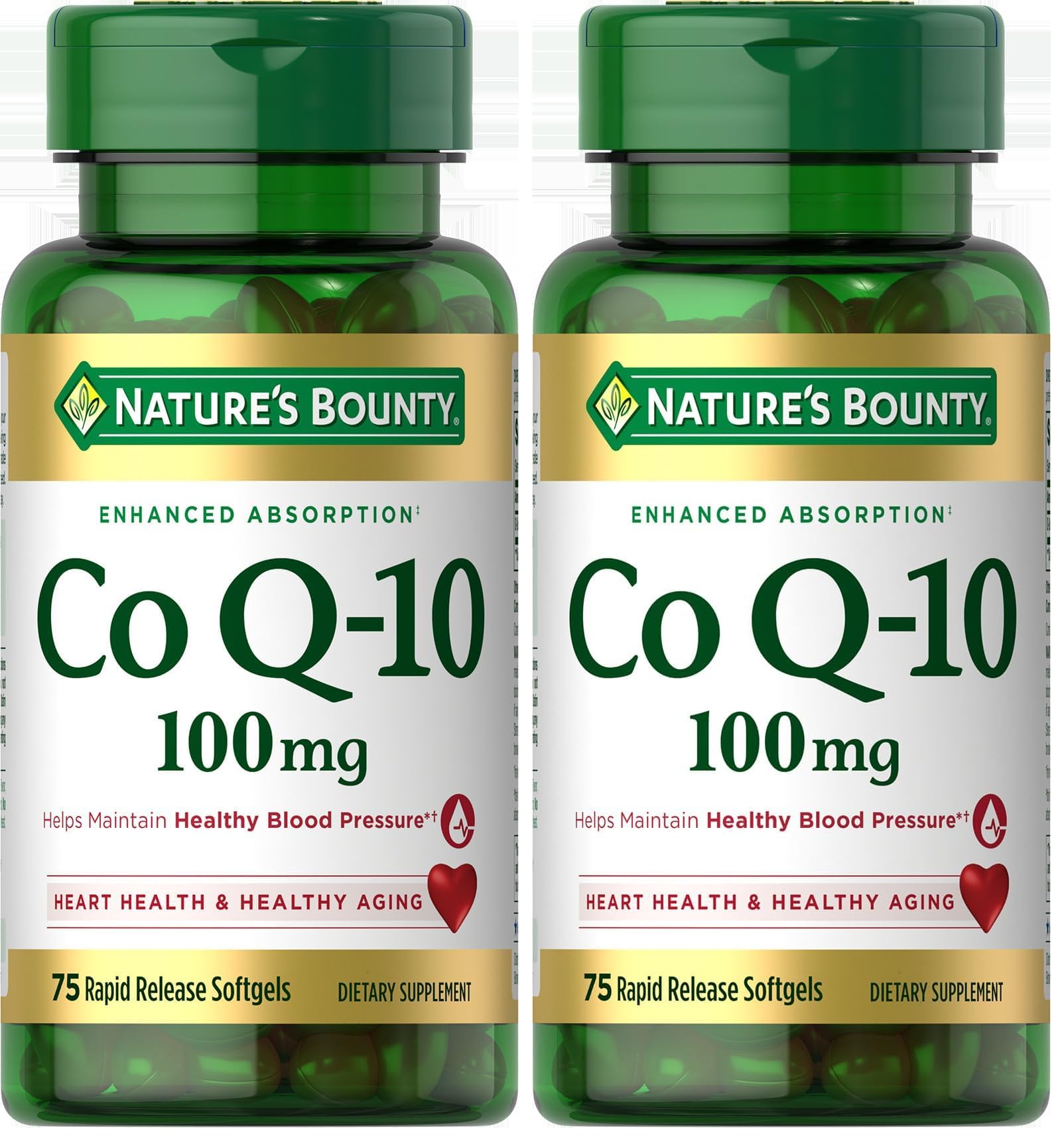 Nature's Bounty CoQ10, Supports Heart Health, Dietary Supplement, 100mg, 75 Softgels (Pack of 2) 75 Count (Pack of 2)
