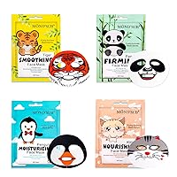 Vista 1 de Máscara de spa de animales, hoja de máscaras de personajes, pingüino, panda, tigre, gato, efectos hidratantes nutritivos para todo