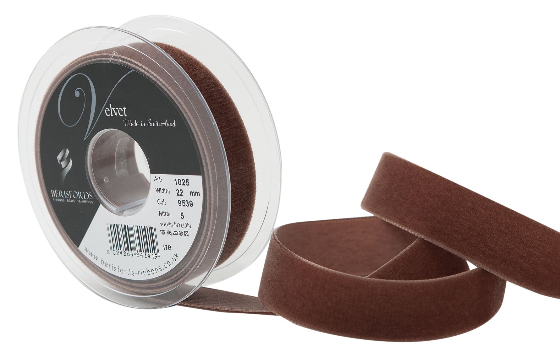 Berisfords Velvet Ribbon, Tabac, 102 x 30 x 102 cm