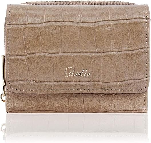 Amazon Co Jp Giselle 財布 三つ折り財布 ミニ財布 レディース コンパクト 小さい ミニウォレット 小銭入れ カード入れ 大容量 シンプル フォーマル 3つ折り クロコ風型押し Cinnamon Beige シナモンベージュ シューズ バッグ