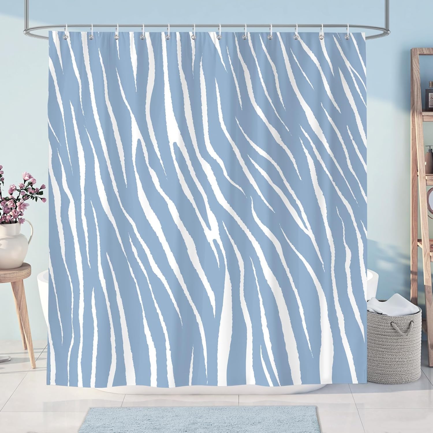 Rideau de douche 200x200 rayures 3D imperméable pour baignoire double