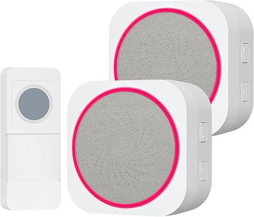 SURNICE - Timbre inalámbrico, impermeable, enchufable, con 2 receptores, funciona a 984.3 ft1000 pies de rango con 38 campanillas, 4 niveles de