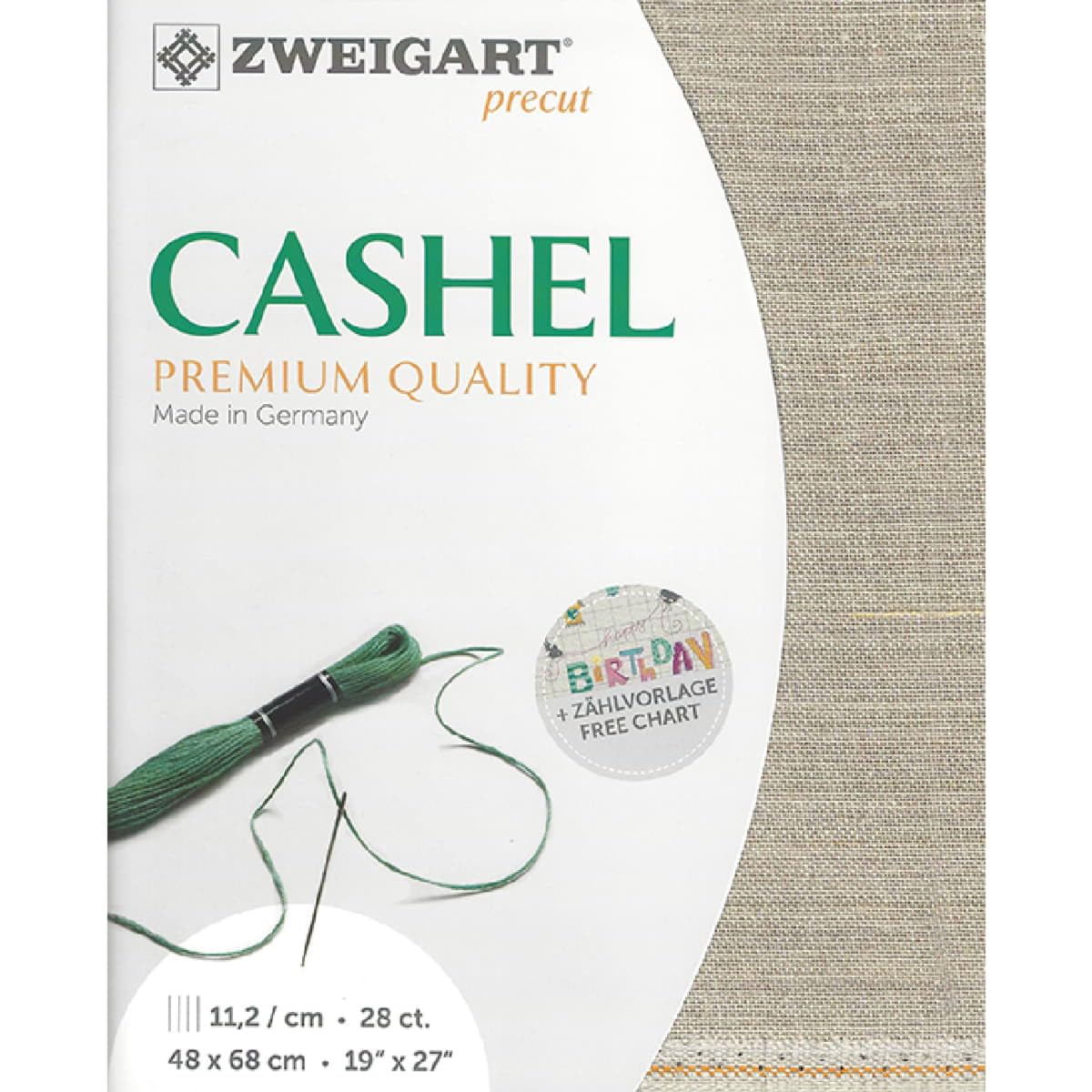 Zweigart Cashel col.53 coupon toile de lin point de croix broderie 28 count