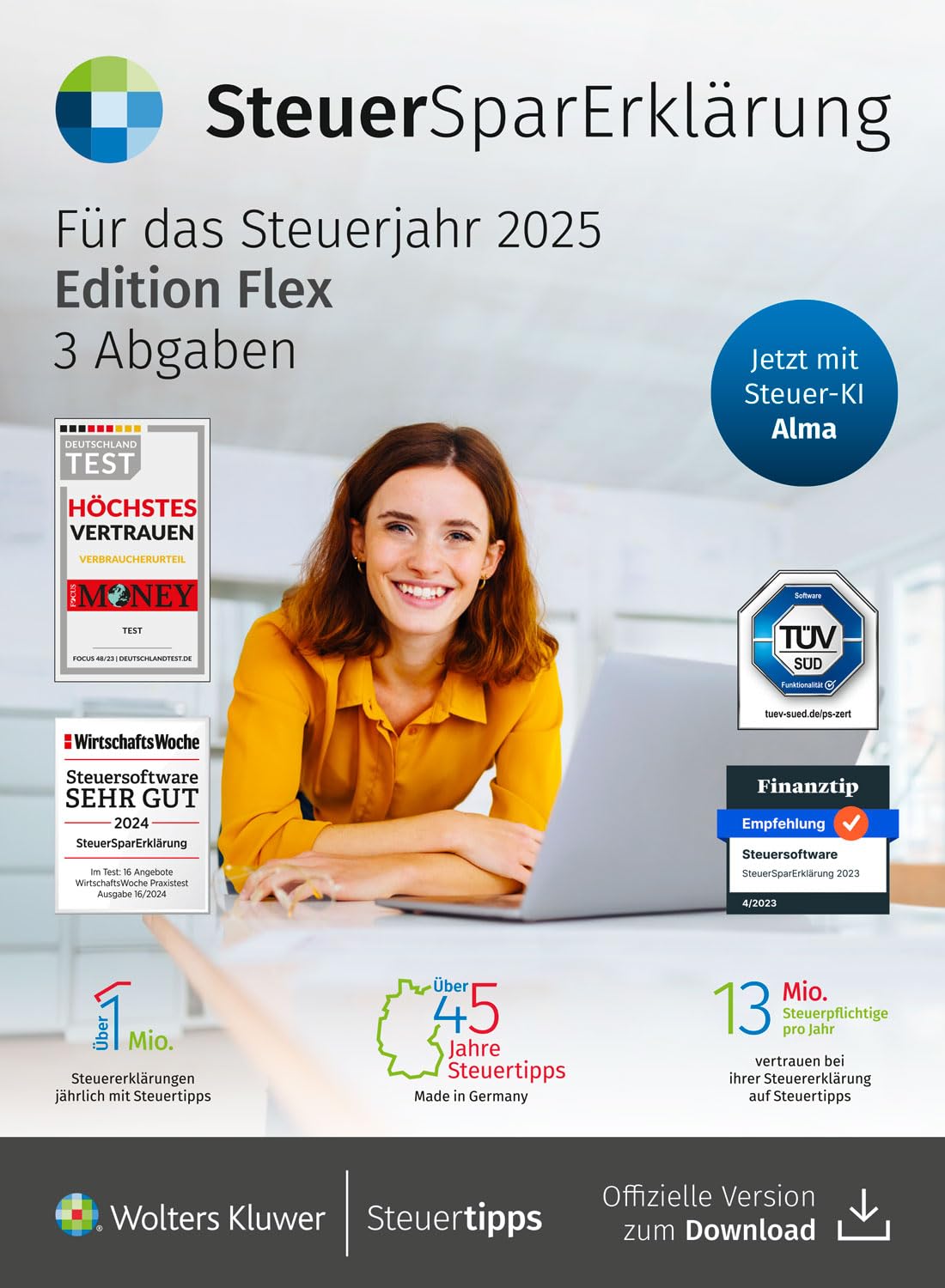 SteuerSparErklärung Flex 2026 I Steuererklärung für das Steuerjahr 2025 I Abgabe ohne ELSTER-Zertif möglich I Inkl. 3 Abgaben & Nachkauf möglich. | Für Windows & Mac I Aktivierungscode per Email
