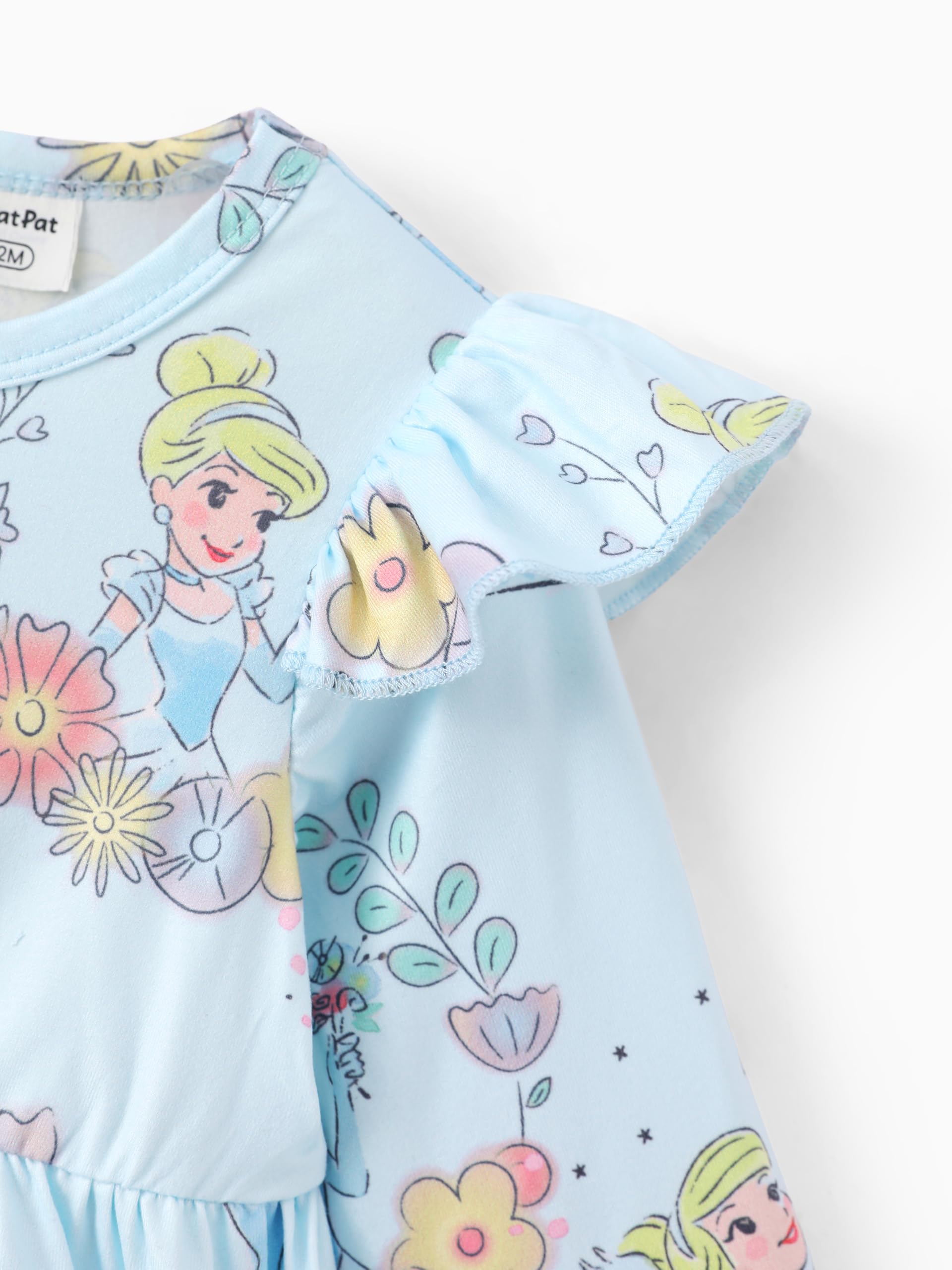 Disney Vestito da principessa per neonata con stampa floreale e maniche lunghe con volant | Abiti con licenza ufficiale: Frozen, Minnie, Princess, Stitch, Gwen, Trilli, Marie, Judy per casual, Halloween e Natale