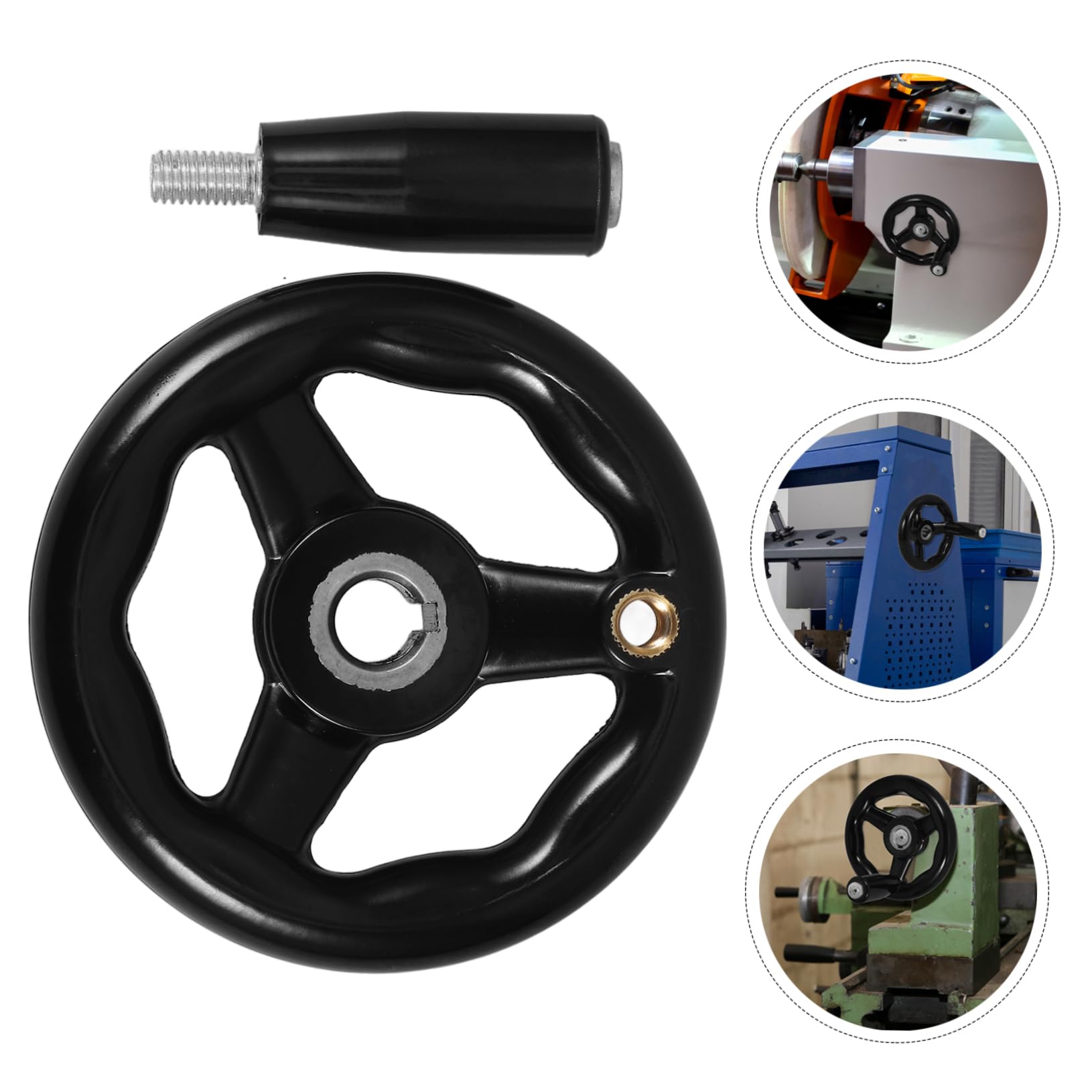 ULTECHNOVO 4pièces Roue À Main Ronde Bakélite Avec Poignée Manivelle À Trois Rayons Pour Machines-outils Applications Mécaniques Accessoire Outil De Fraisage