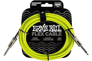 Ernie Ball Patch Cable 10ft (Straight/Straight) for Guitar and Bass
