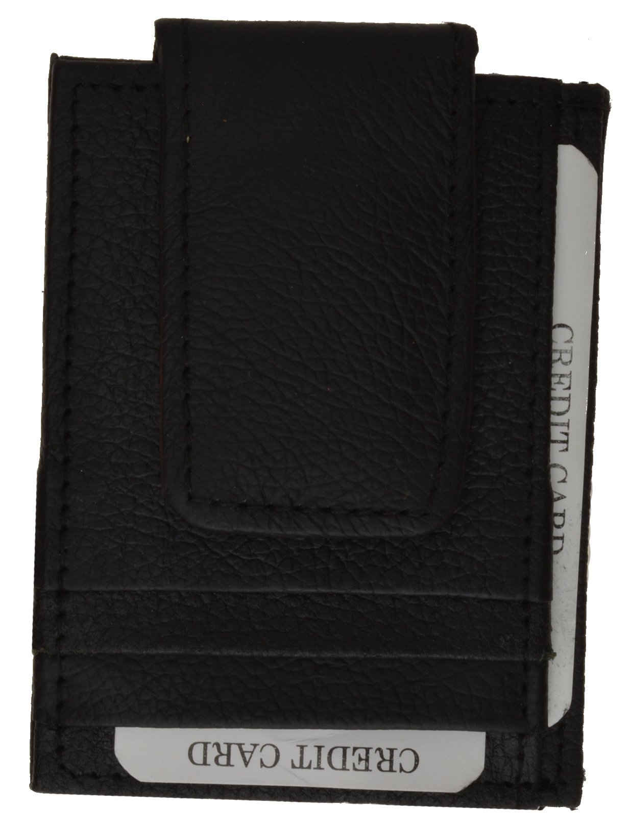 Printed Grain Cow Hide Leather Money Clip with Magnet, Black, Regular-image-29