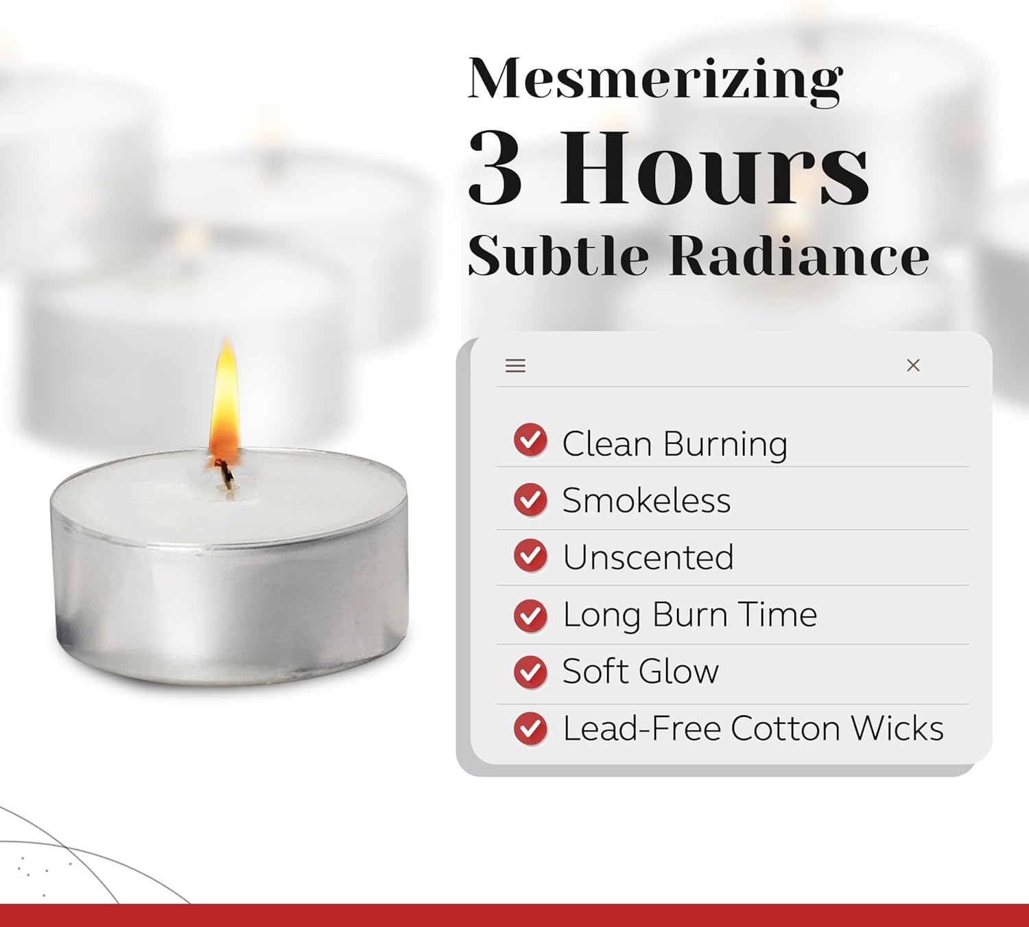 500 Pack Tealight Candles in Metal Cups - Clean, White Unscented Tealight Candles with 3 Hour Long Burning Time for Romantic Dinner, Weddings, Spa & Hotels