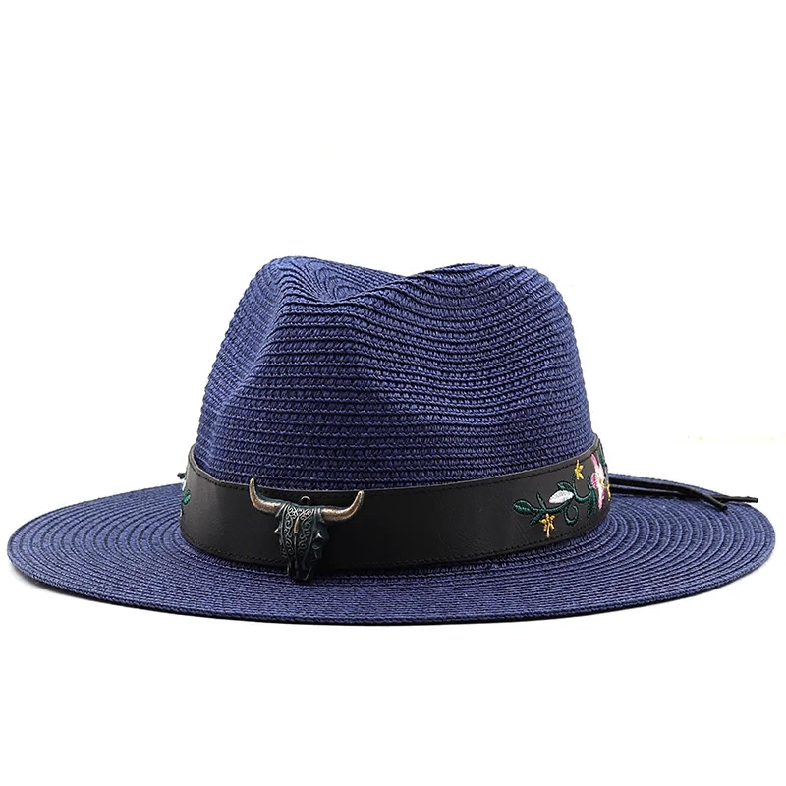 WUFANGBU Sombrero Panamá Vintage para Hombre Sombrero De Paja para El Sol para Hombre Sombrero Estilo Playa para Mujer Gorra Trilby De Jazz