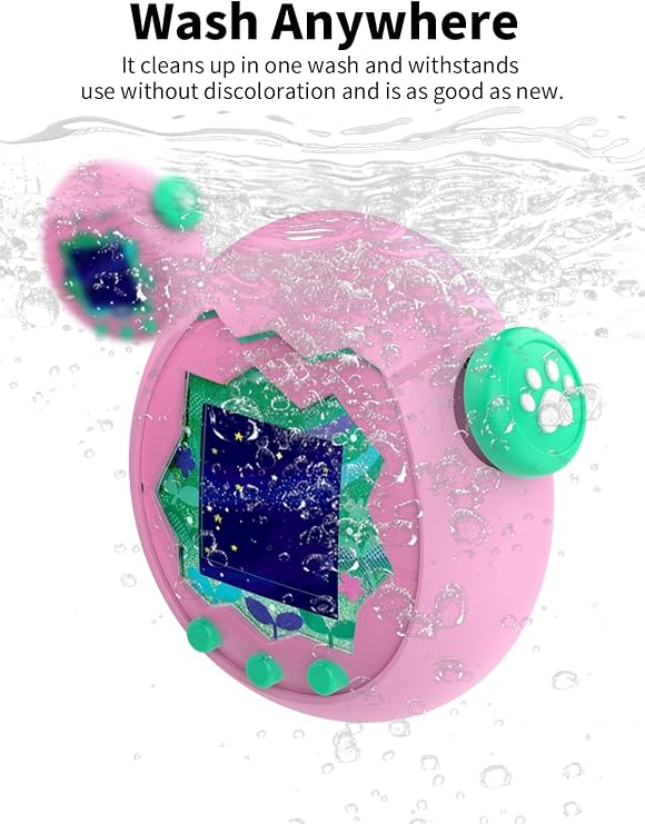 Silicone Protective Case for Tamagotchi Paradise - Soft Anti-Drop Shockproof Case with a String Electronic Pet Accessories Protection for Virtual Pet Game Machine Pink