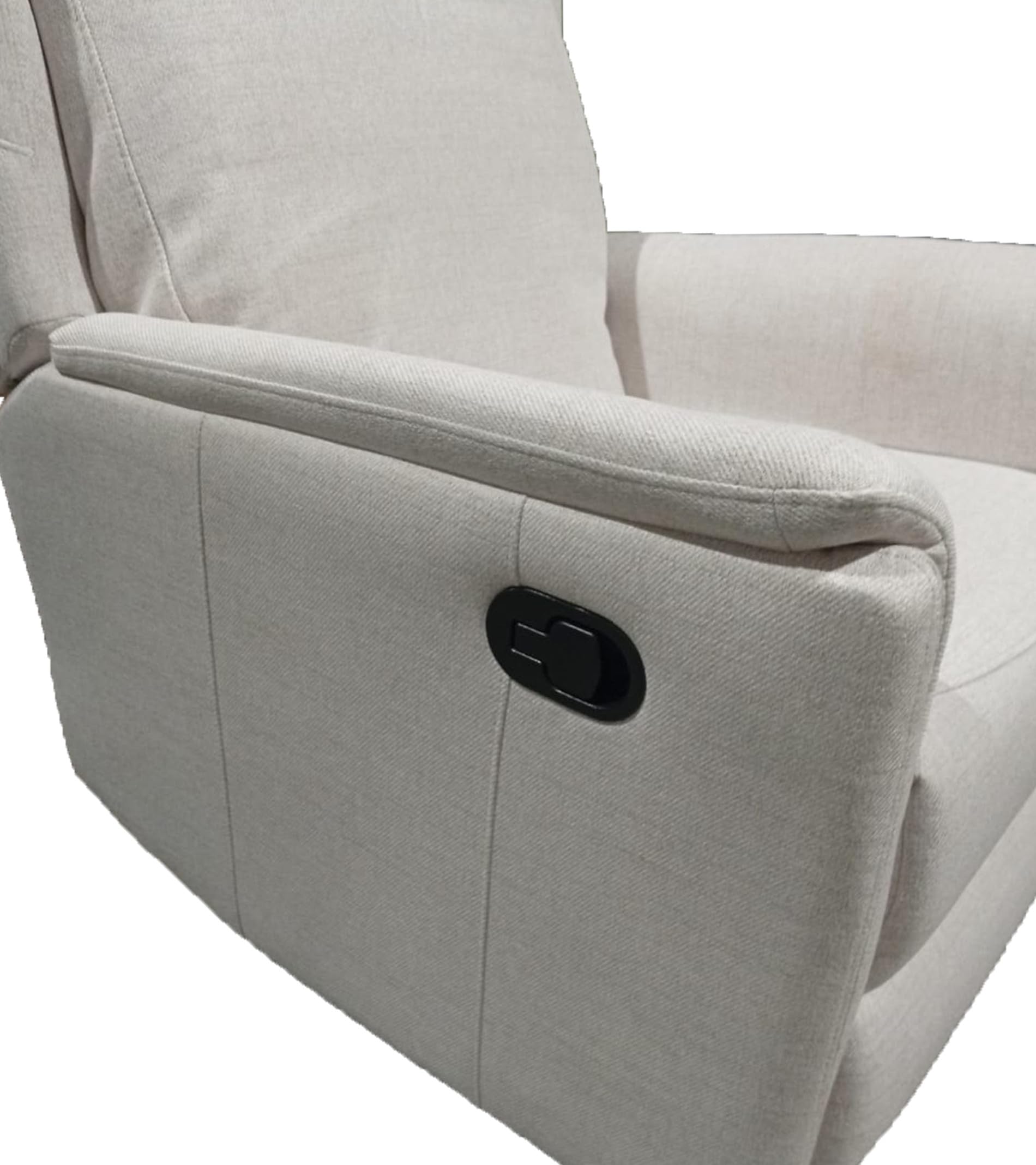 SWEET SOFA® Sillón Relax Reclinable Nievis con Palanca y Reposapiés Elevable, Tapizado en Tela Beige, Estructura de Madera y Acero, 107x72x98 cm, Butaca Individual para Salón o Descanso