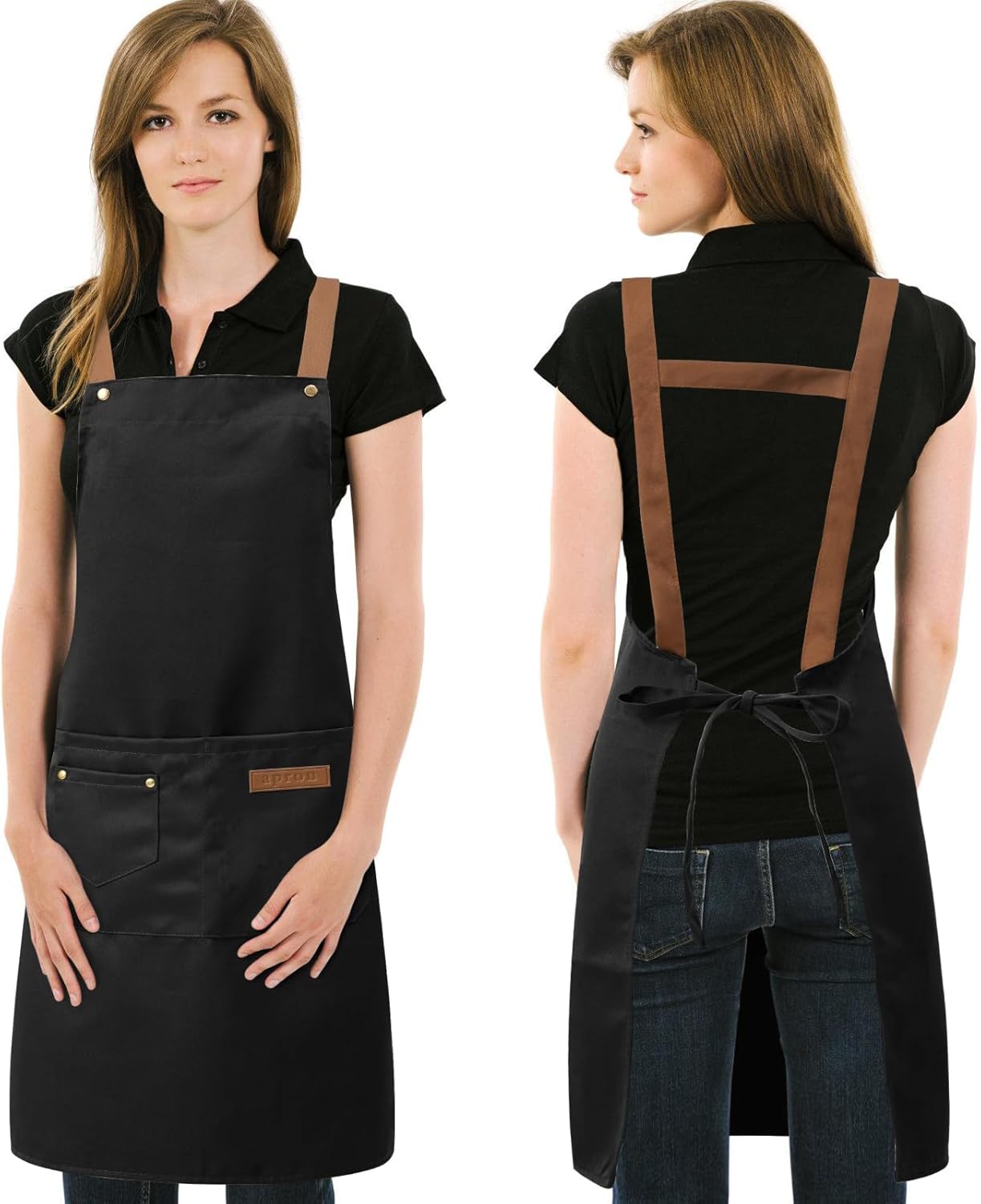 DILLMAN H Back Strap Waterproof Apron for Men Women - Cooking Kitchen Chef Apron with Pockets for Painting Baking Gardening (30x26.8")