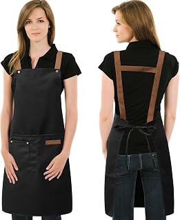 DILLMAN H Back Strap Waterproof Apron for Men Women - Cooking Kitchen Chef Apron with Pockets for Painting Baking Gardening (30x26.8")