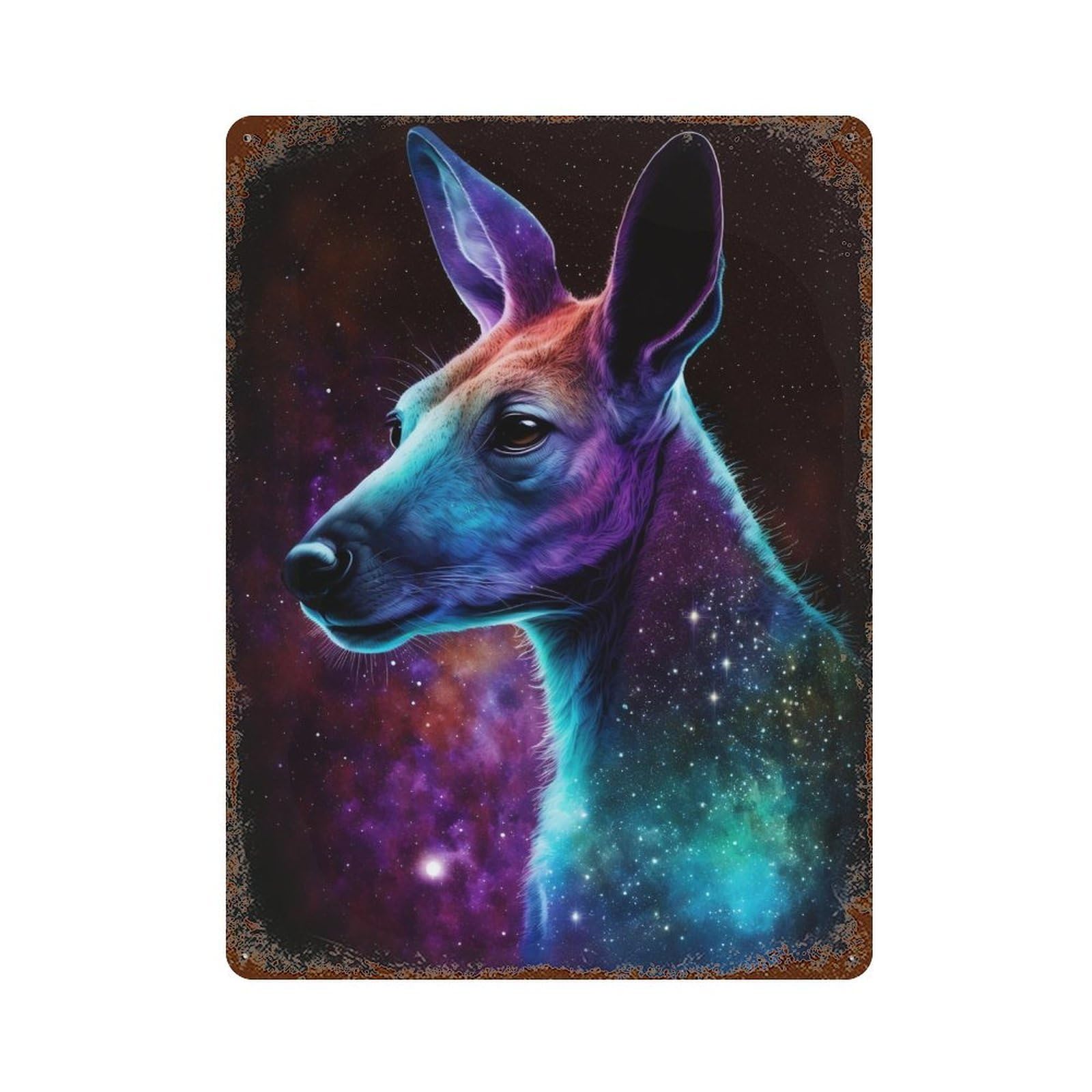 Cosmic Kangaroo Portrait-14 Weathered Tin Sign 15.7"x11.8", for Basement, Hobby Room And Garage Decor, Rustic Home Decor