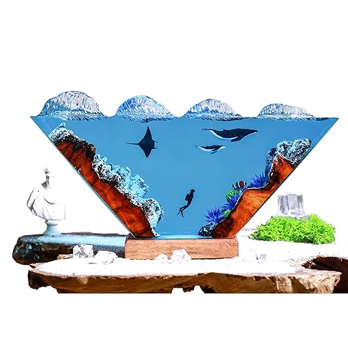 Miniatura 2 de Humpback Whale and Diver Night Lights, Manta Rays Epoxy Lamp, Epoxy Resin Table Lamp, Boho Home Decor Creative Personalized Gifts, Gift for Her Him